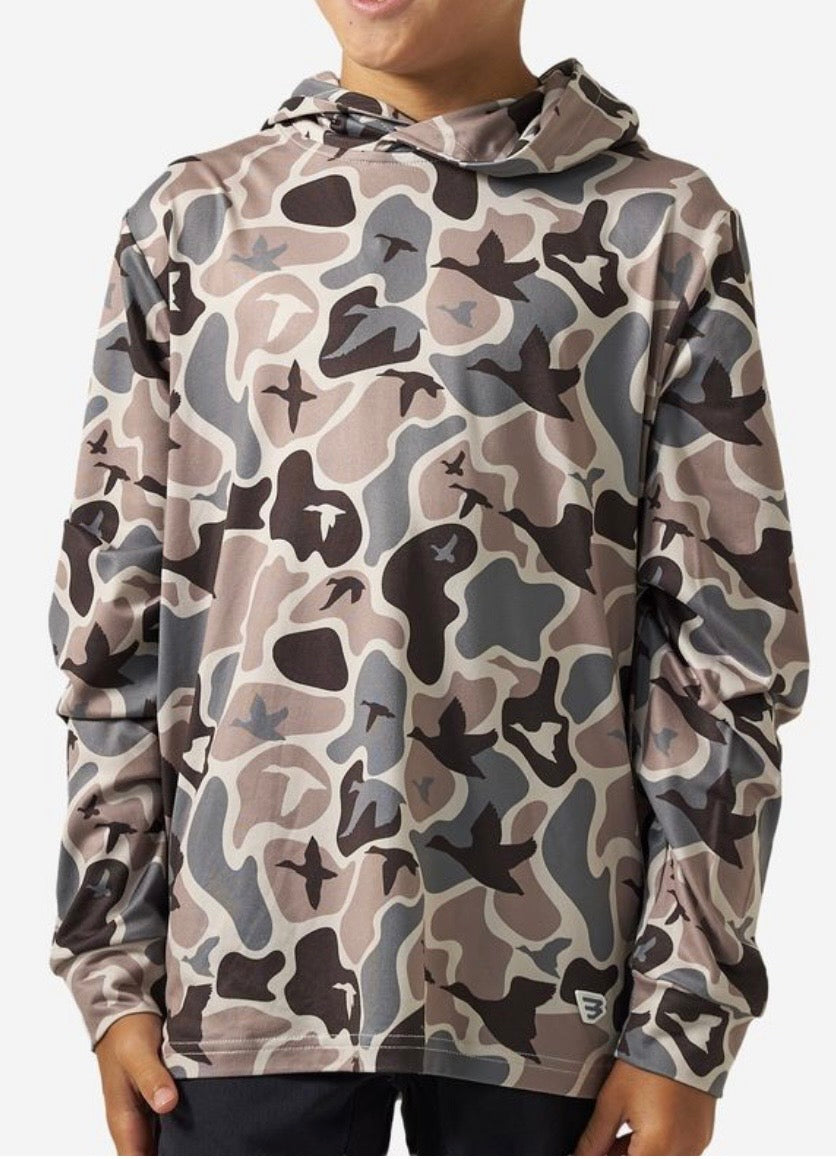 Mallard Mayhem Youth Burlebo Performance Hoodie with UPF Protection Fl/Tx