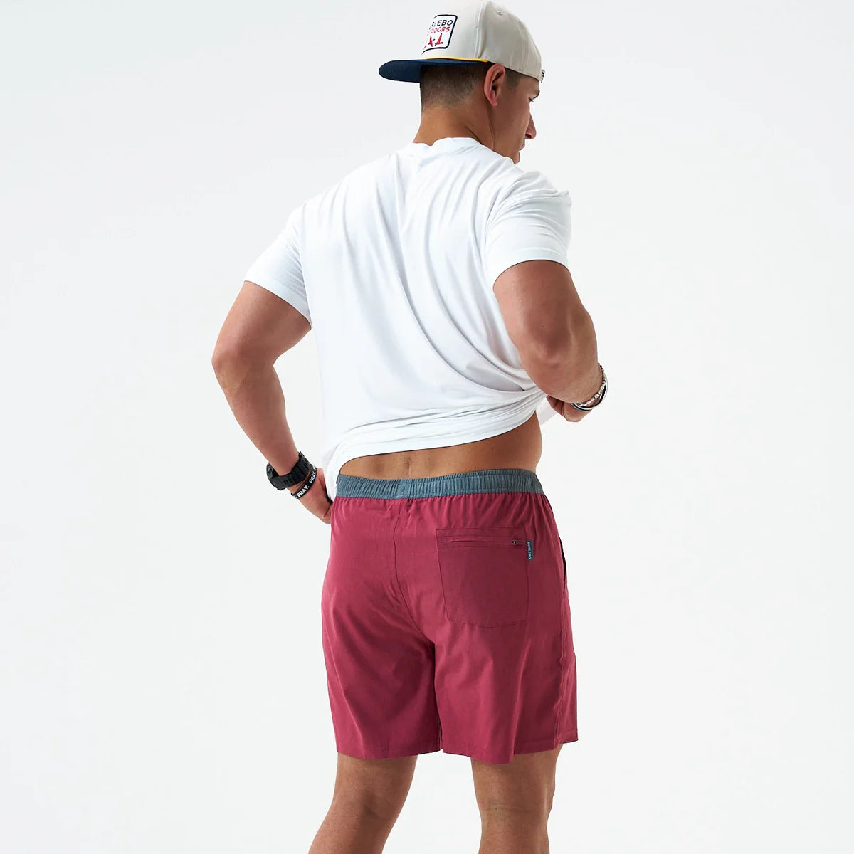 Heather Cardinal Athletic
Shorts With Topo Camo Pocket Burlebo Tx/ Fl
