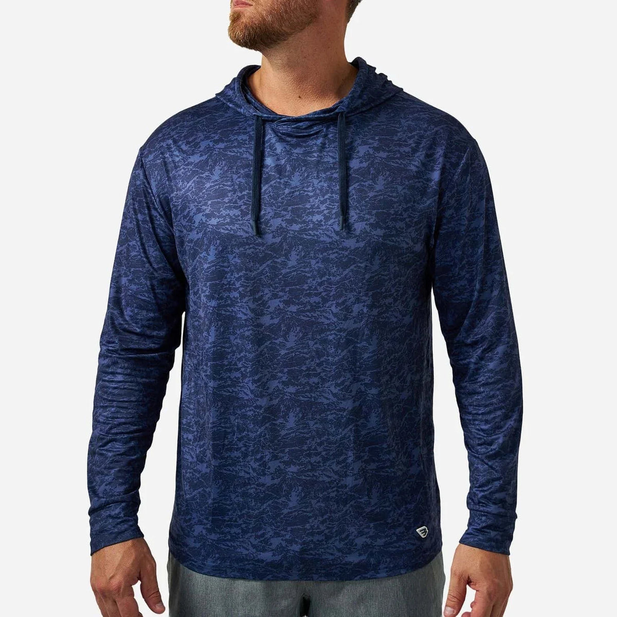 Marsh Camo Navy Burlebo Performance Hoodie UPF 50 Sun Protection Fl