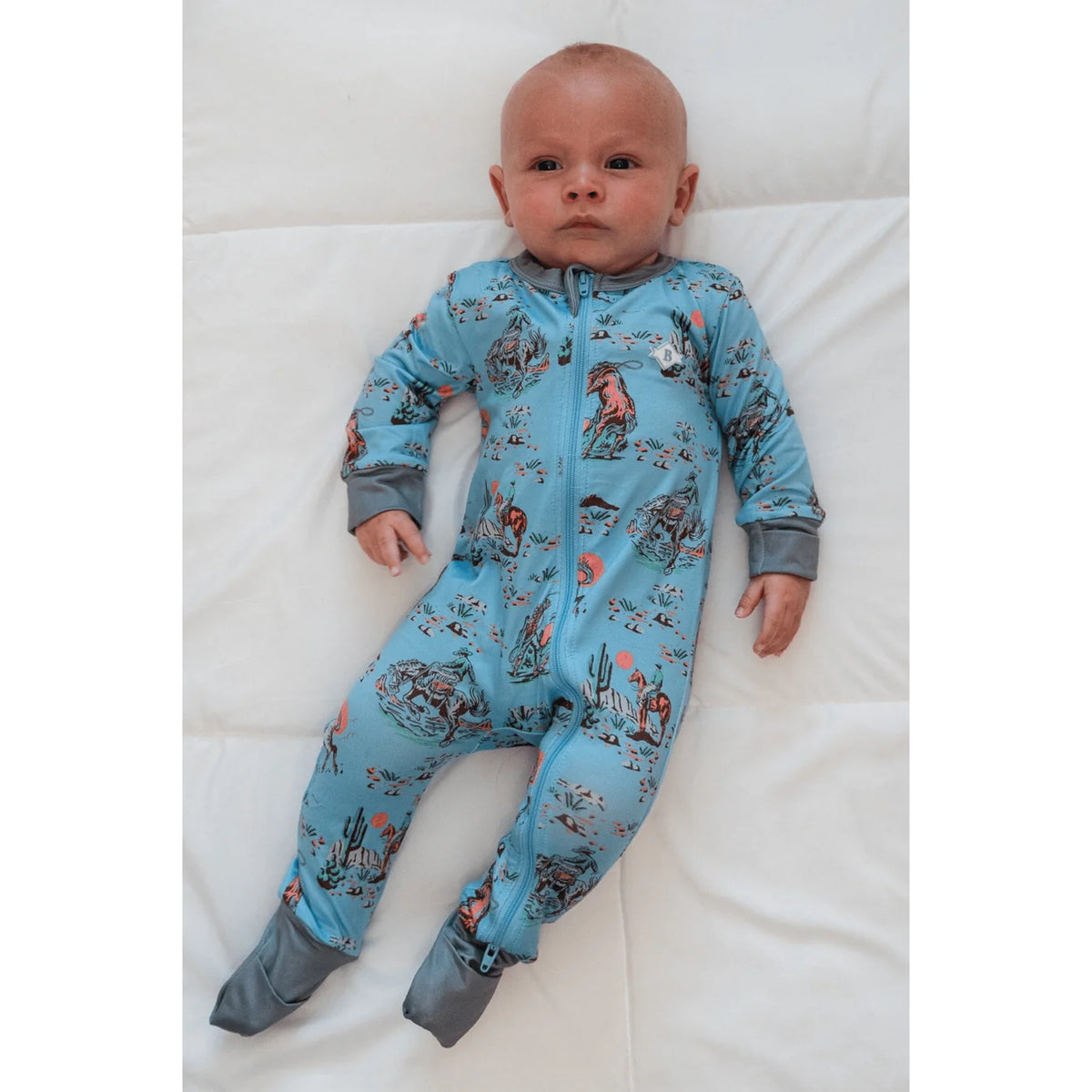 Cowboy Up Blue Burlebo Baby Zip Up