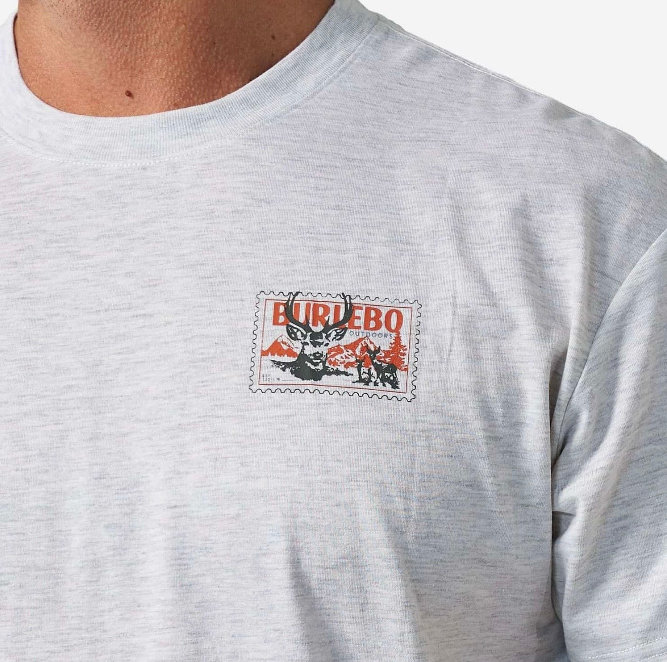 Buck Stamp Ash Gray Burlebo T Shirt SST-BKST-AG Fl/ Tx