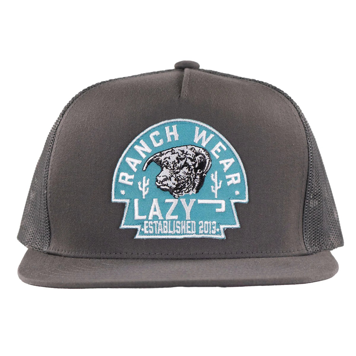 LAZY J RANCH GREY
TURQUOISE ARROWHEAD
CLASSIC FIVE PANEL
TRUCKER HAT