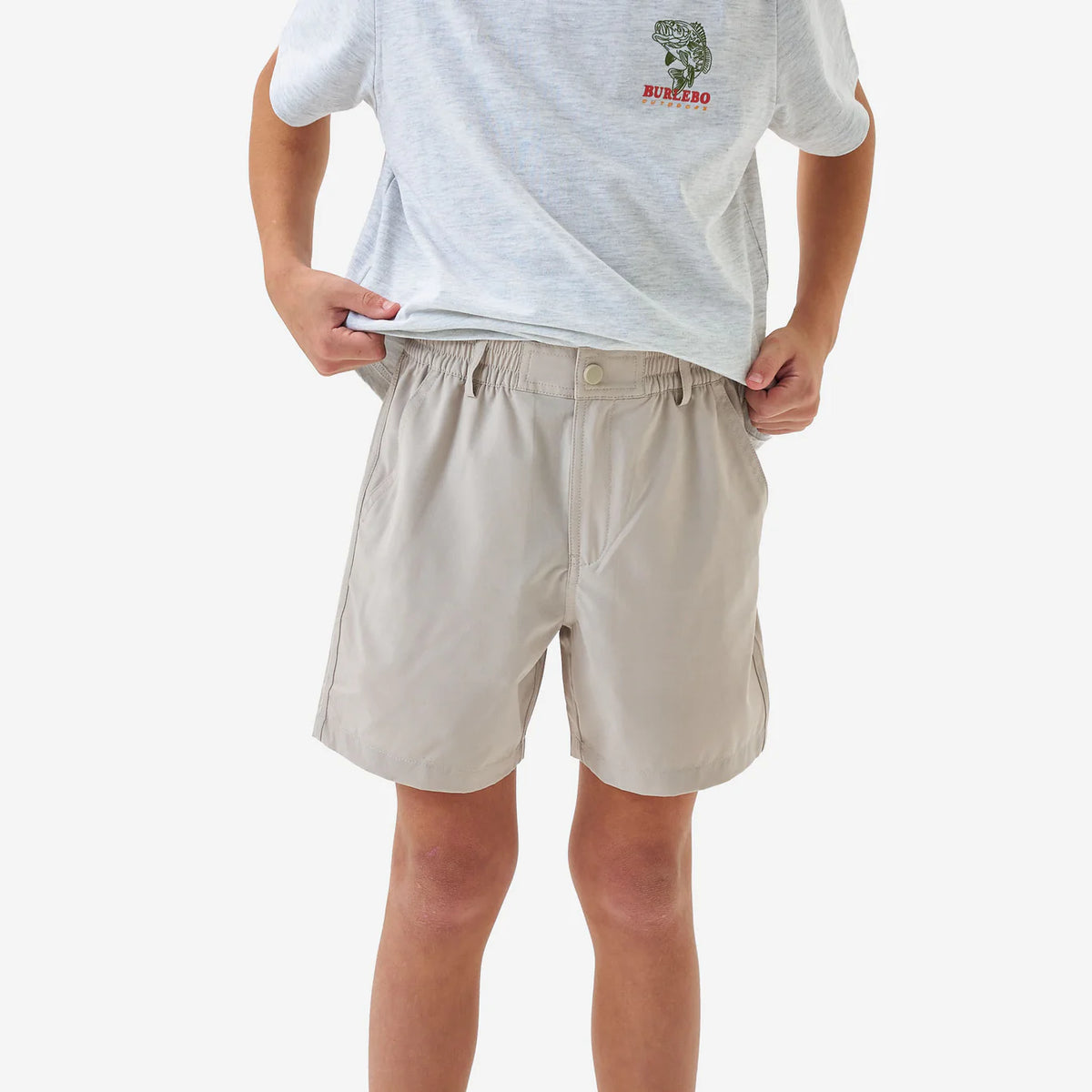 Light Khaki Youth Burlebo Everyday Short with Old Glory Pocket