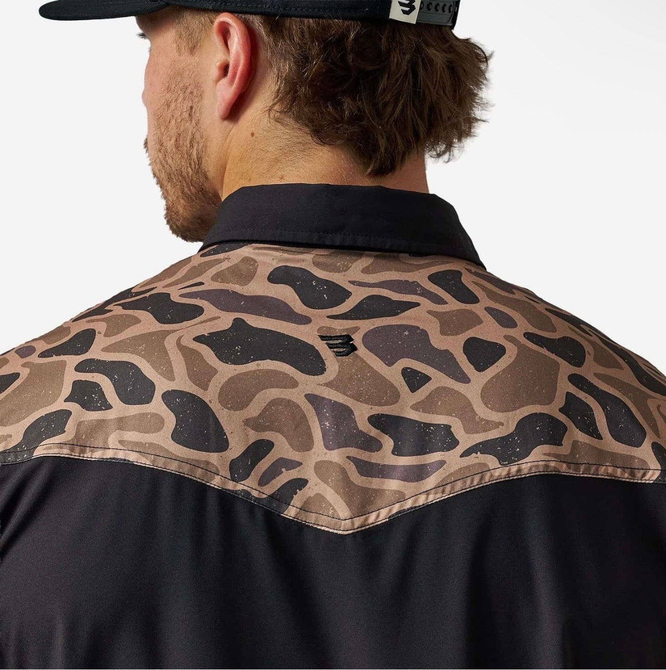 Deer SZN Black/ Gauge Camo Burlebo Performance Western Shirt FL/TX