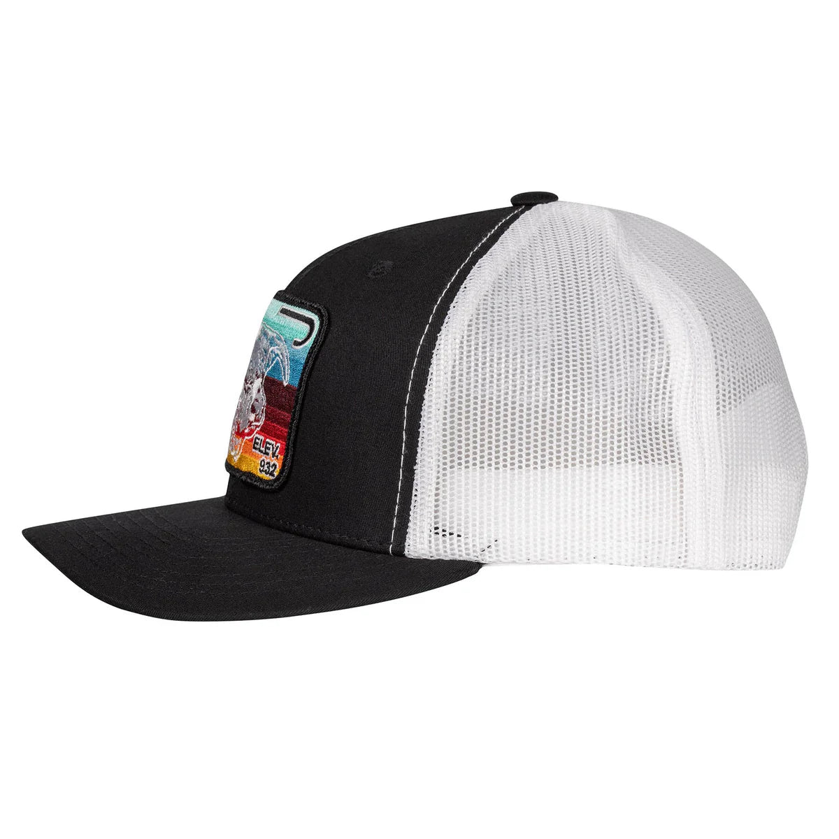 Lazy J Ranch Black & White Serape Elevation Mid Profile Trucker Hat