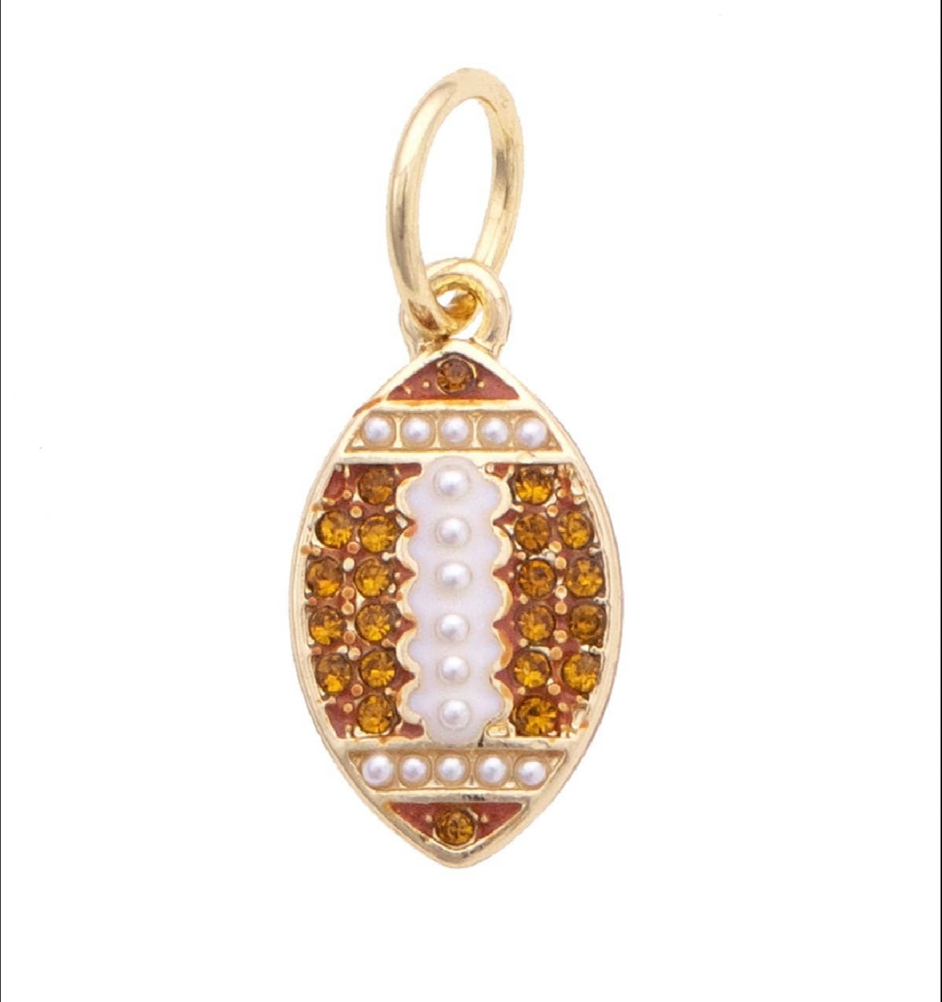Pave Football Charm in Brown (Gold Plated) Canvas