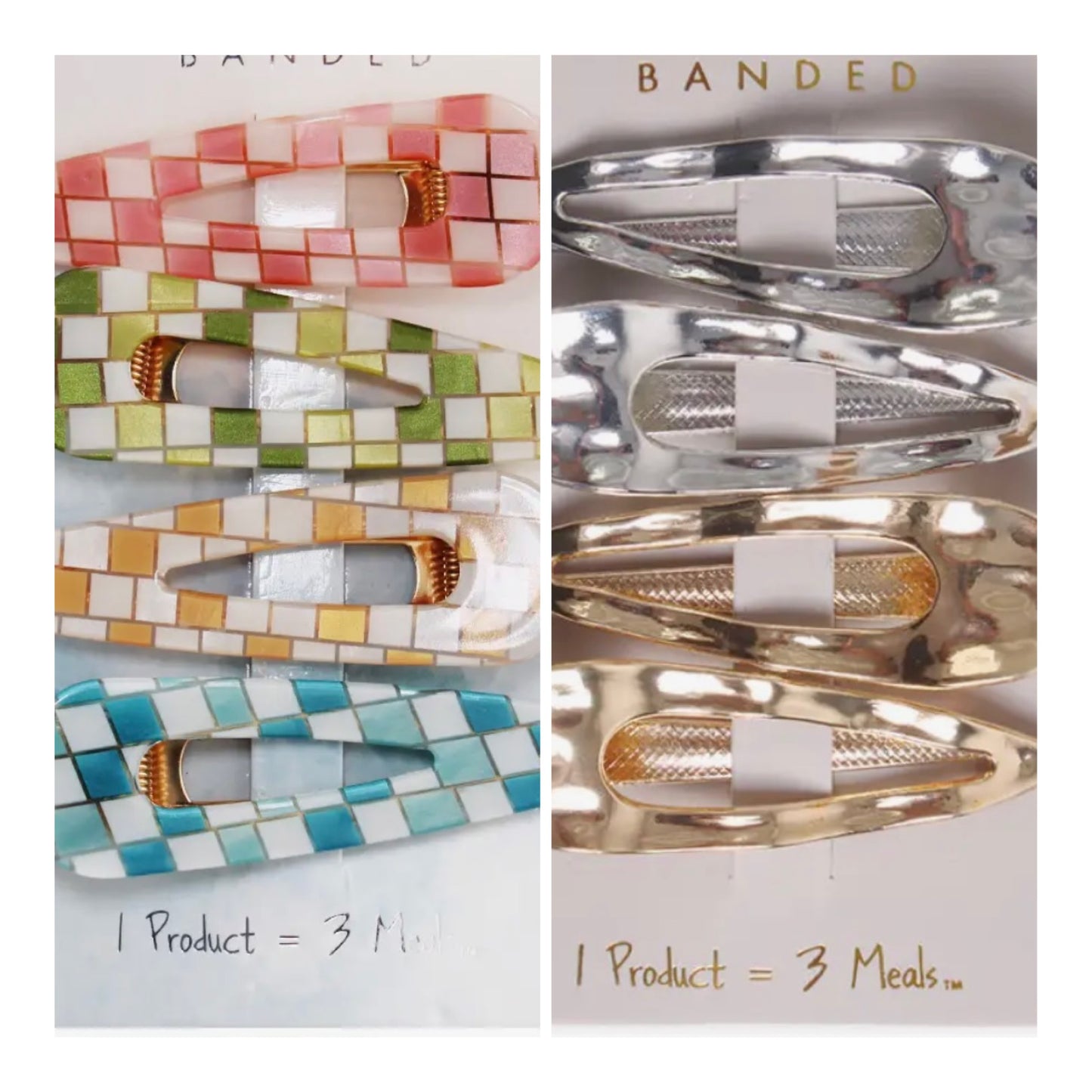 Alligator clips checkered or metallic