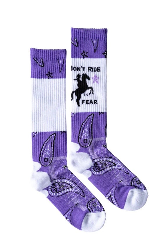 Lucky Chuck Don’t Ride in Fear purple boot sock
