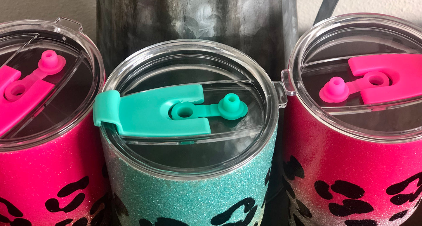 Large leopard/glitter tumblers