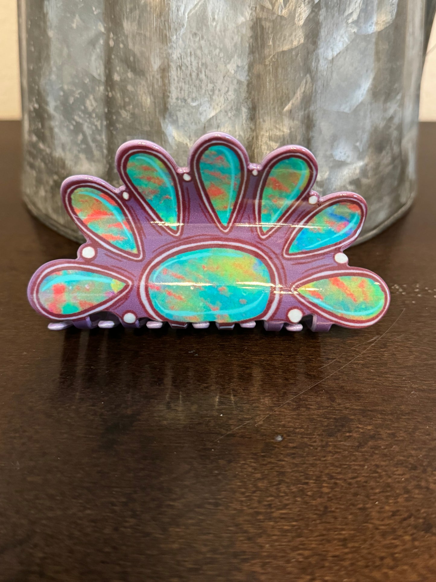 Turquoise and purple hair claw