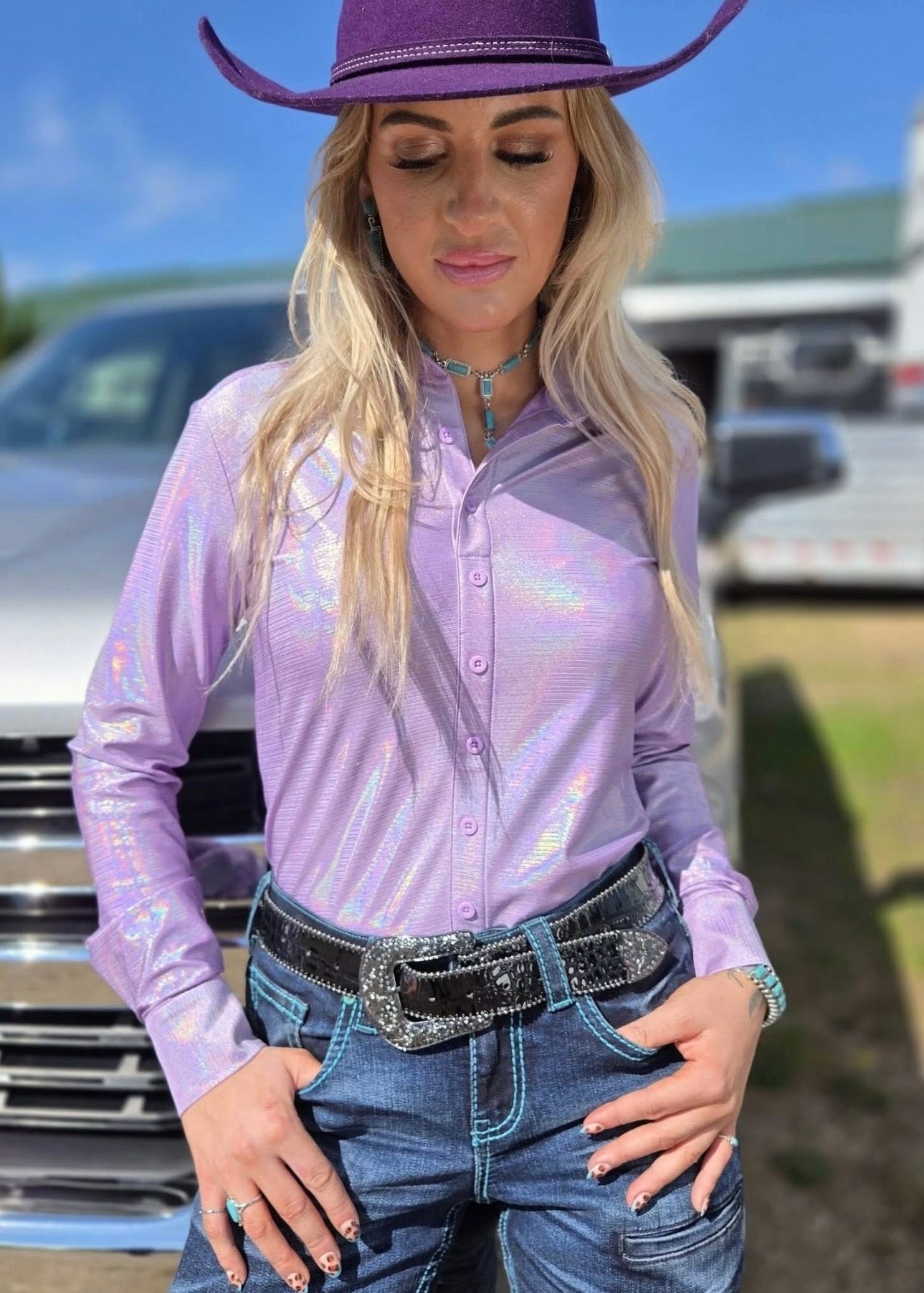 Cowgirl Tuff lavender mist pullover
