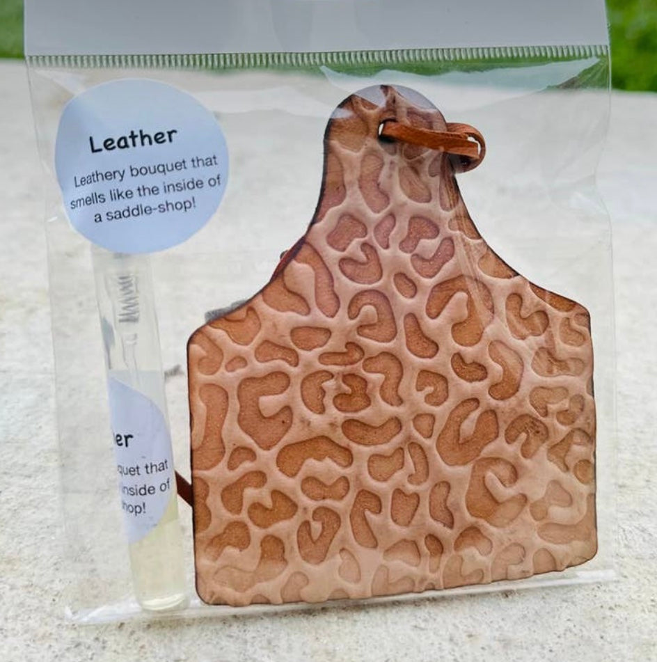 Leopard print cow tag spray freshie