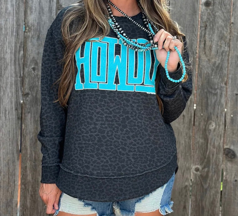 Howdy black leopard print sweatshirt