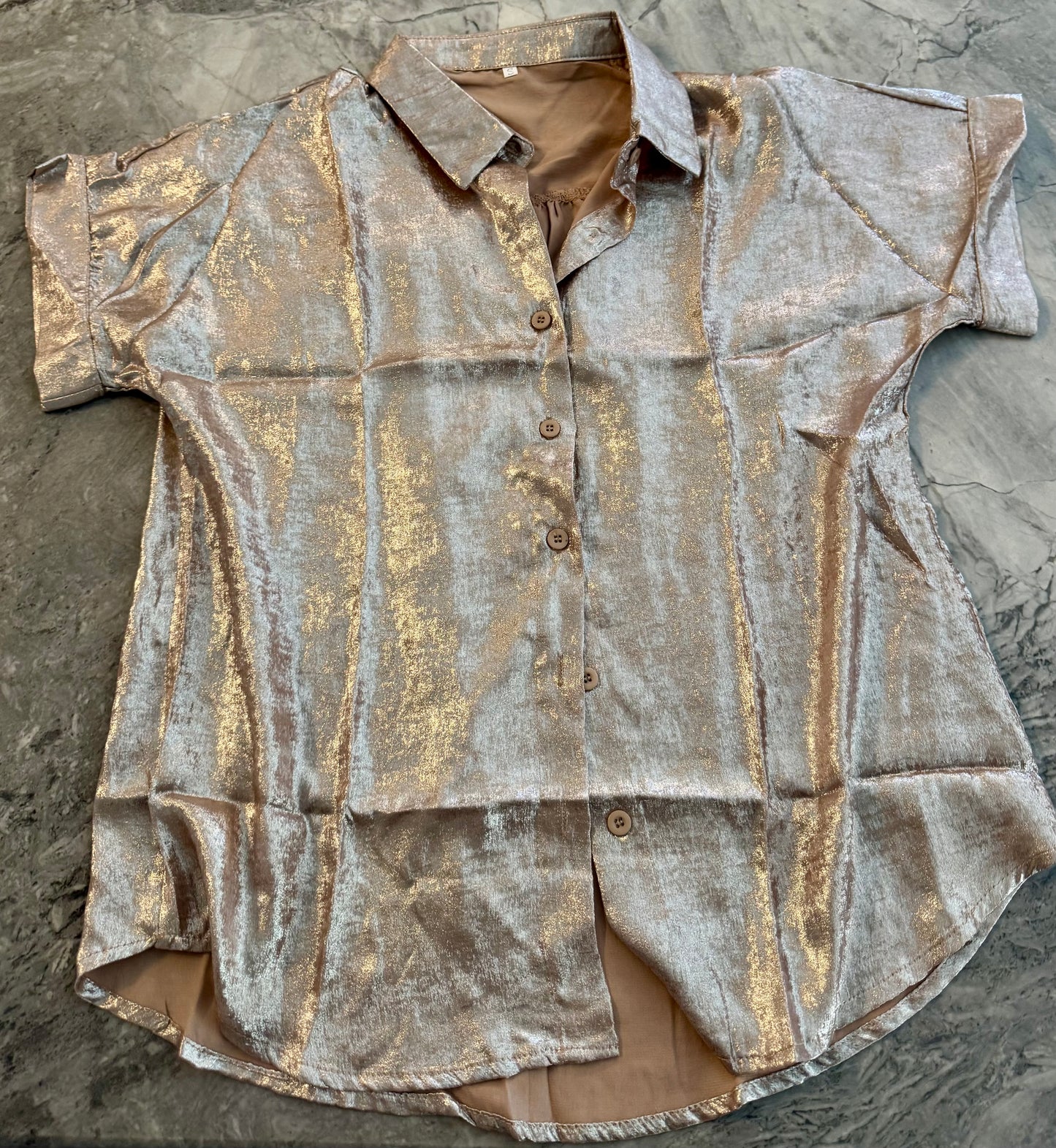 Metallic gold button down