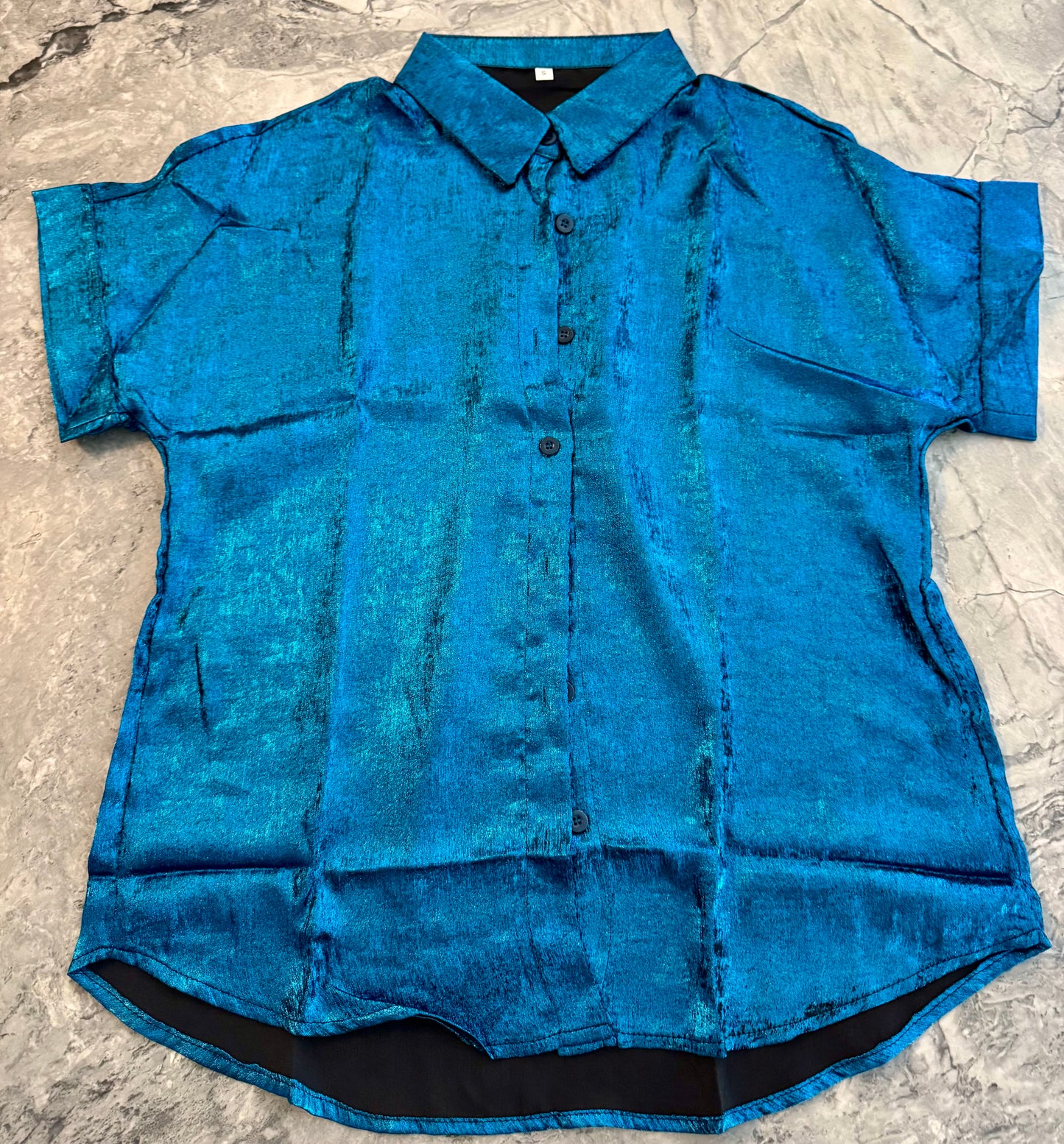 Metallic blue button down