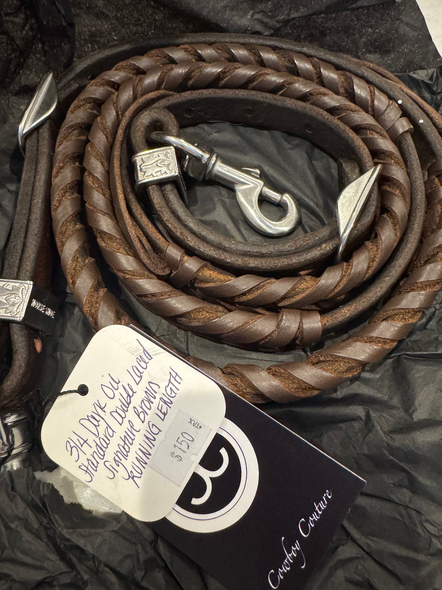 Cowboy couture 3/4 dk oil standard double laced signature brown running length