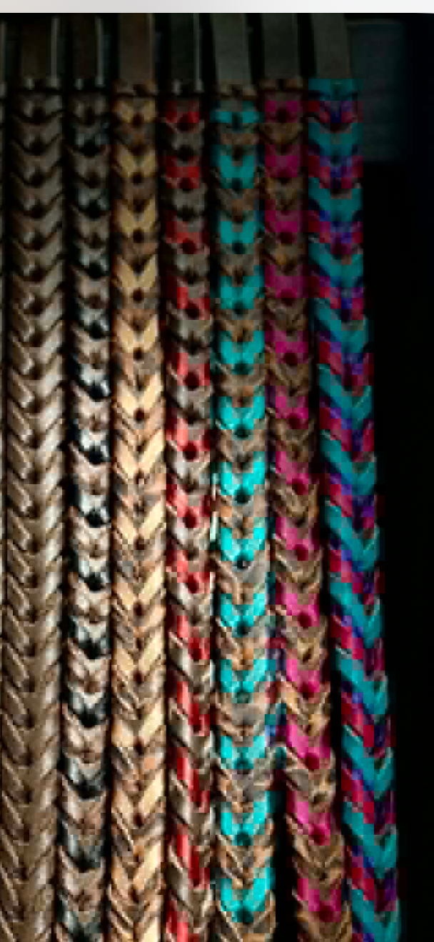 Cowboy Couture 3/4 dk oil triple laced fuschia/turq/metallic purple running length