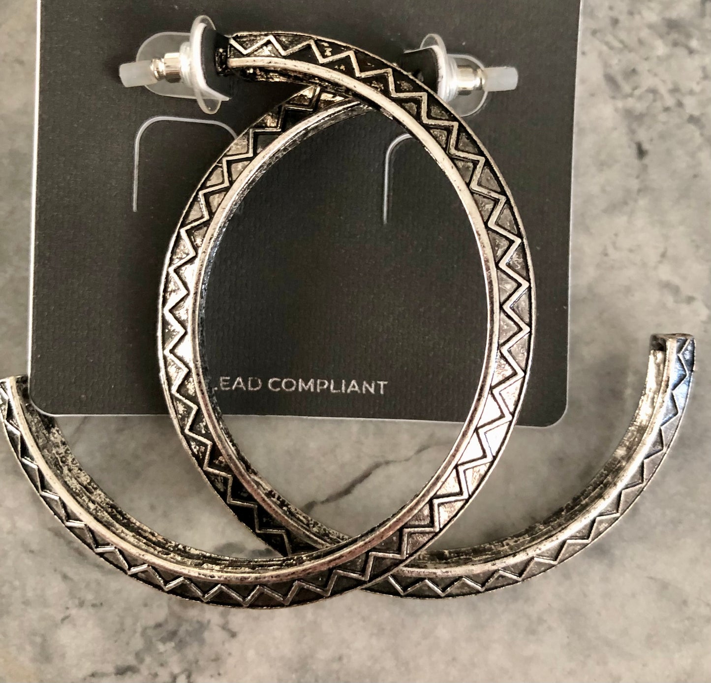 Silver western texture hoops