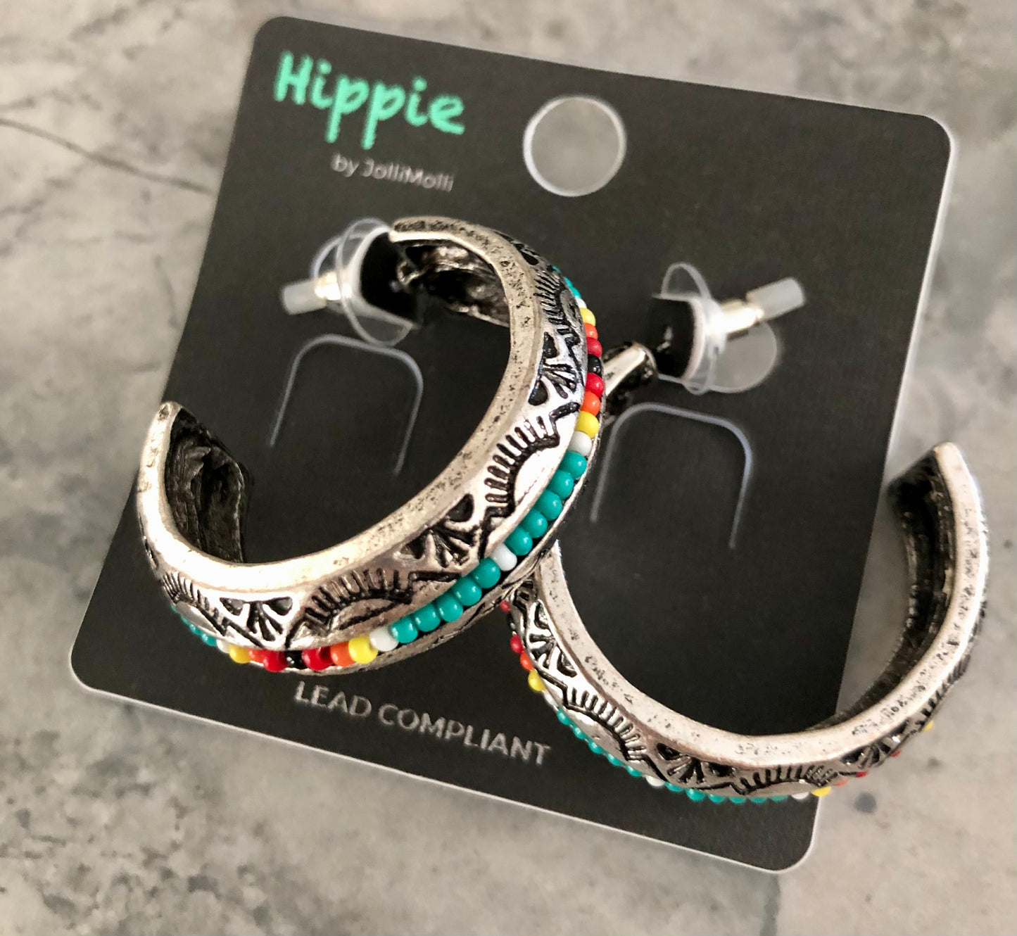 Silver earrings with turquoise beading