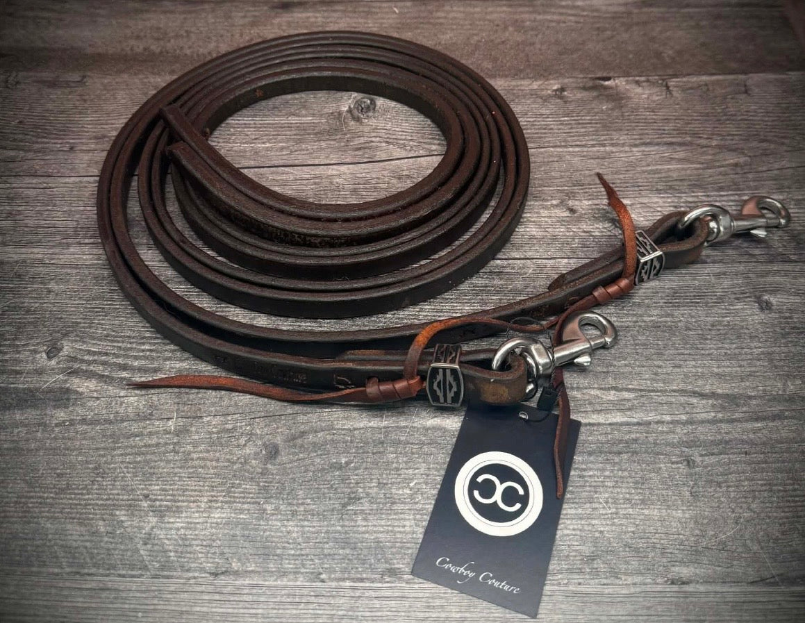 Cowboy couture 5/8 dk oil 7.5 foot SPLIT reins