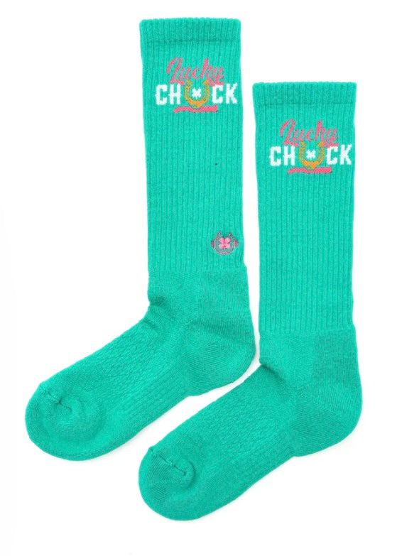 Lucky Chuck turquoise brand boot socks