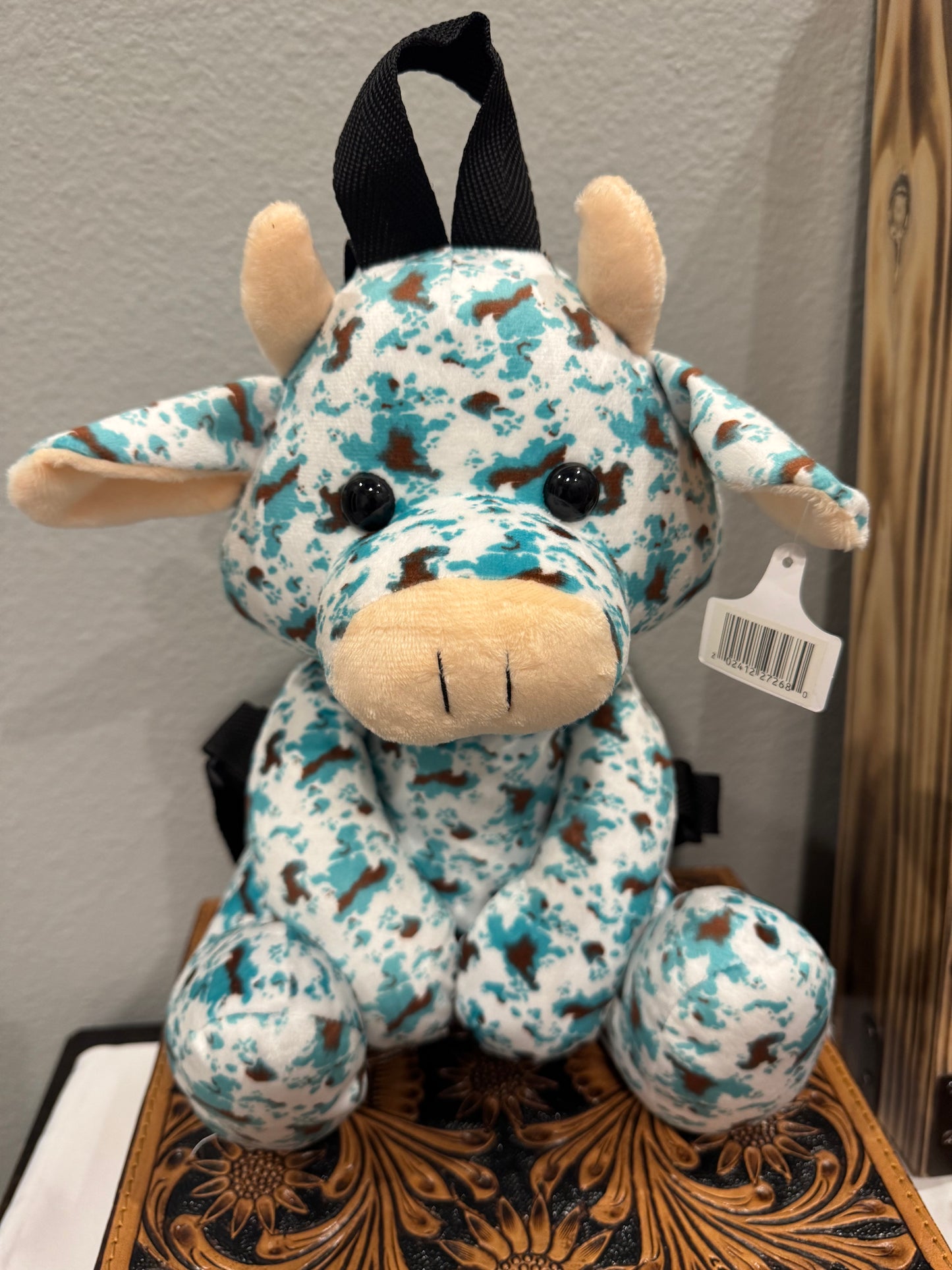 Turquoise cow backpack