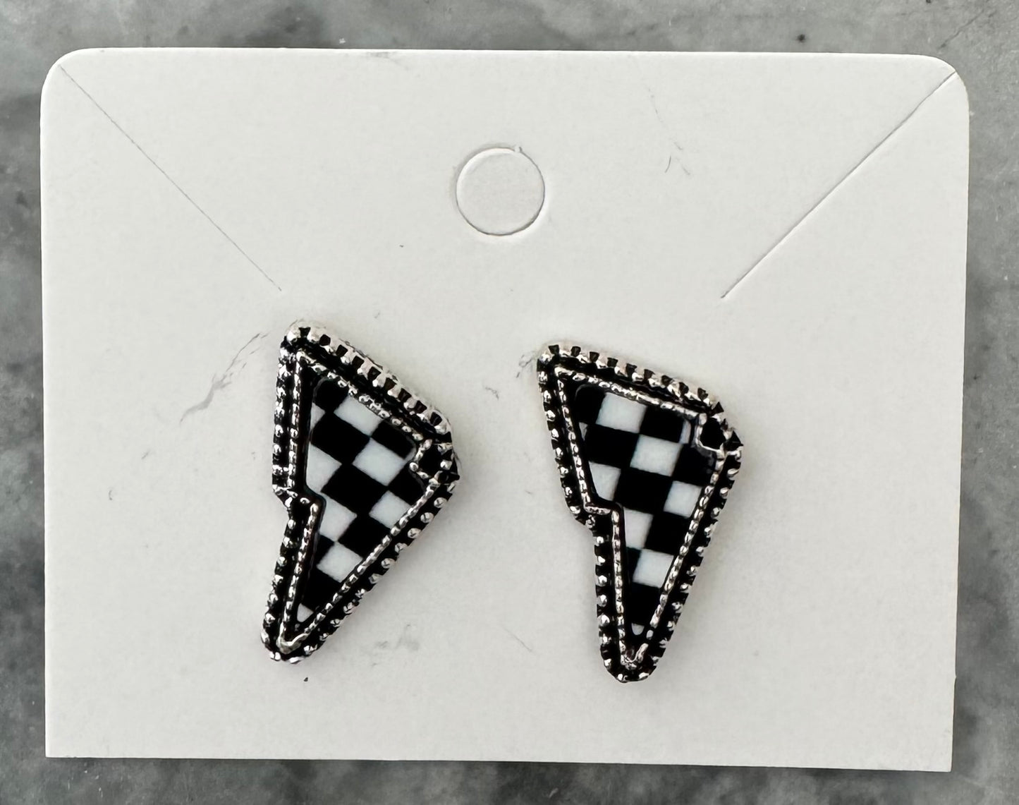 Lightning checkered stud earrings