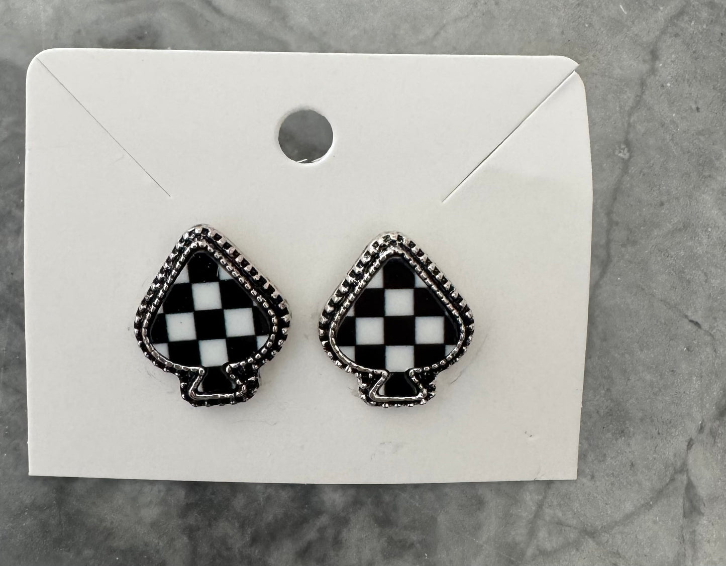 Spade checkered stud earrings