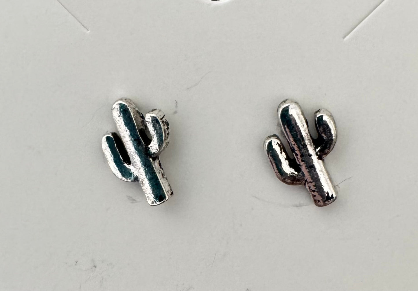 Silver cactus stud earrings
