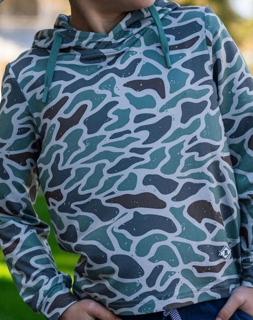Youth Burlebo retro duck camo performance hoodie