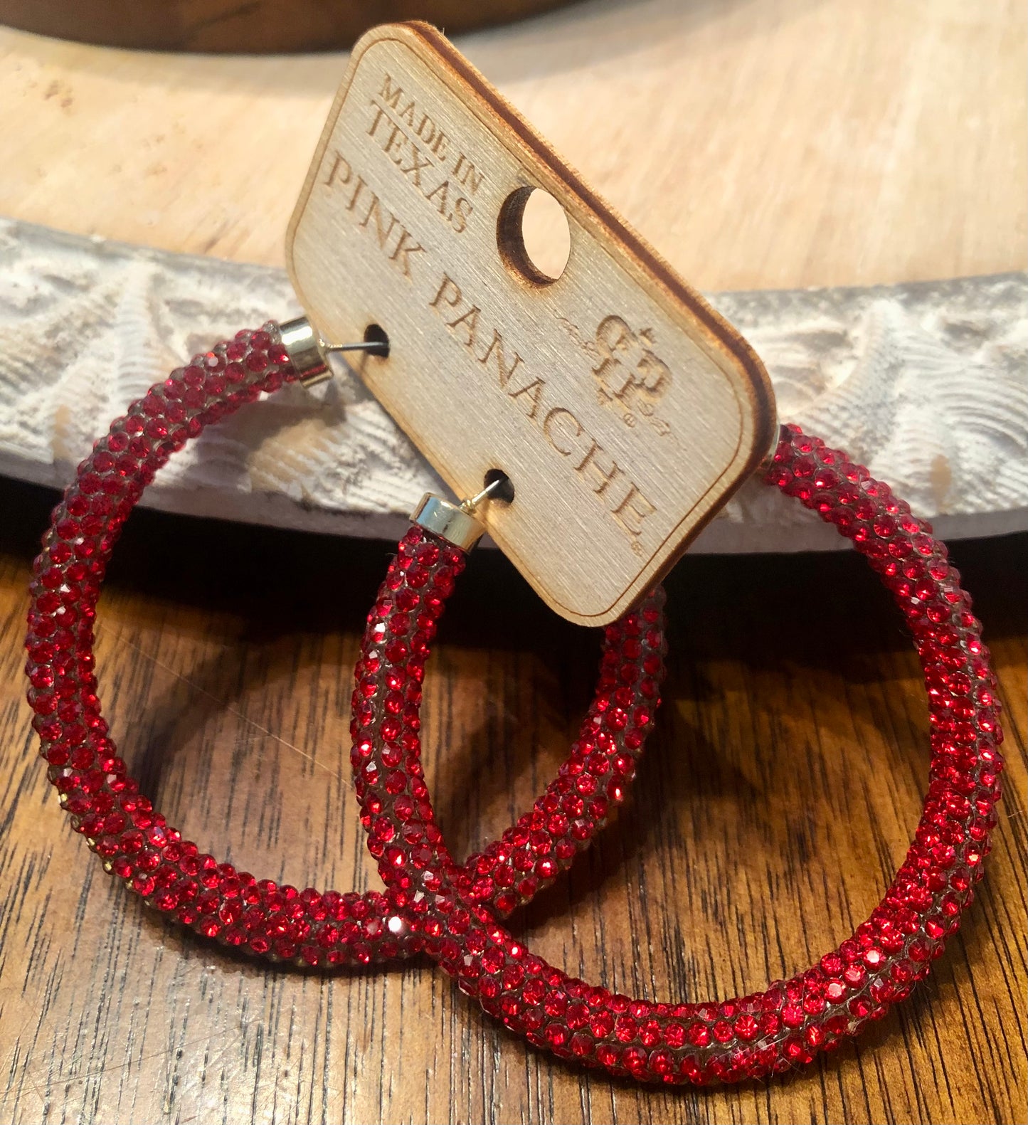 Red rhinestone hoops