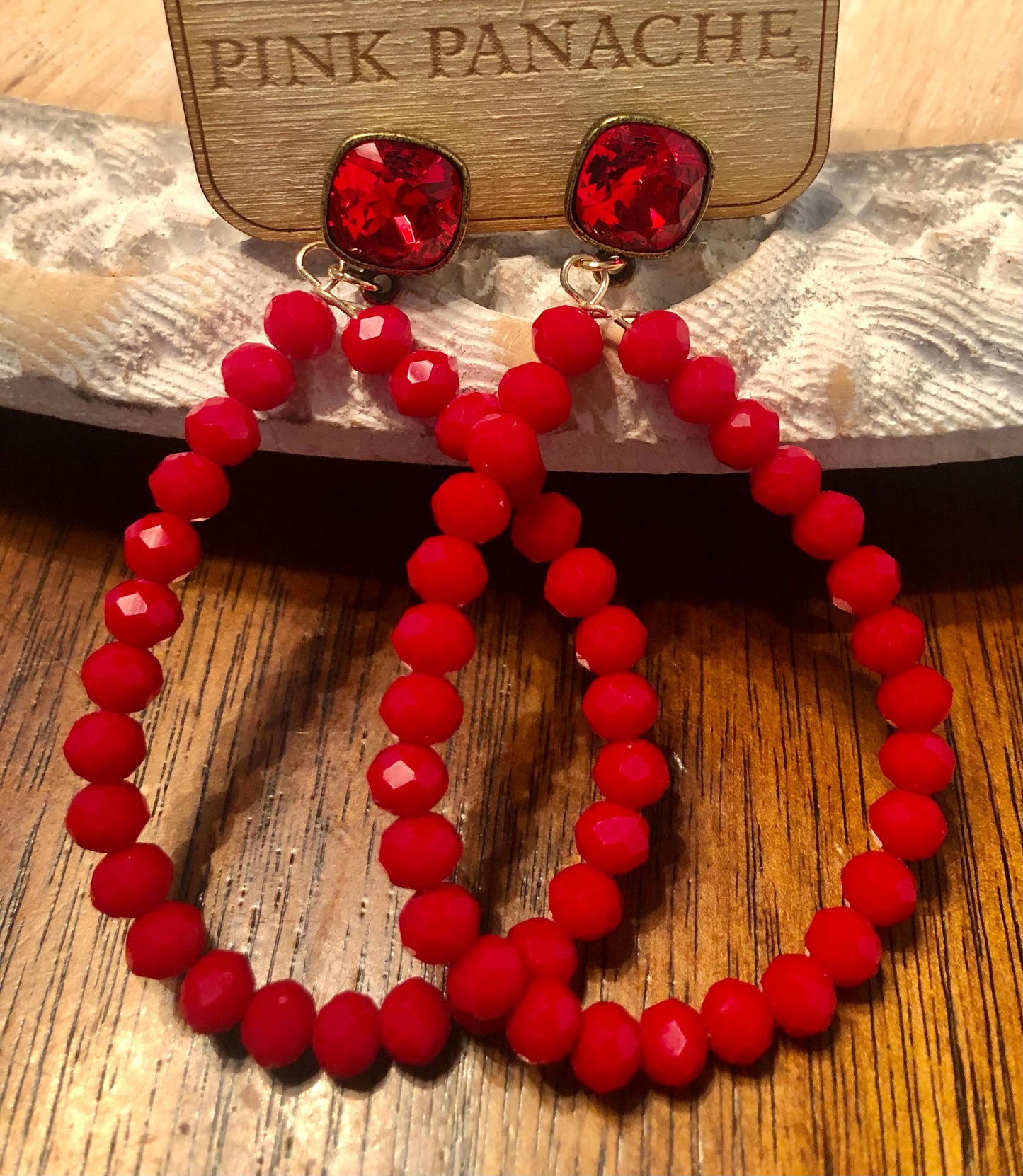 Bronze/red post on red bead drop