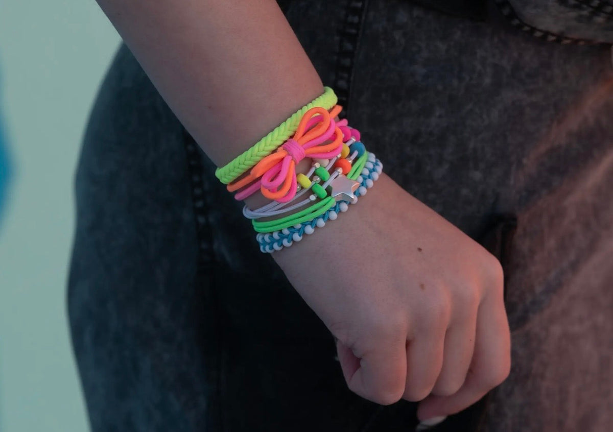 Glow hair tie bracelet set