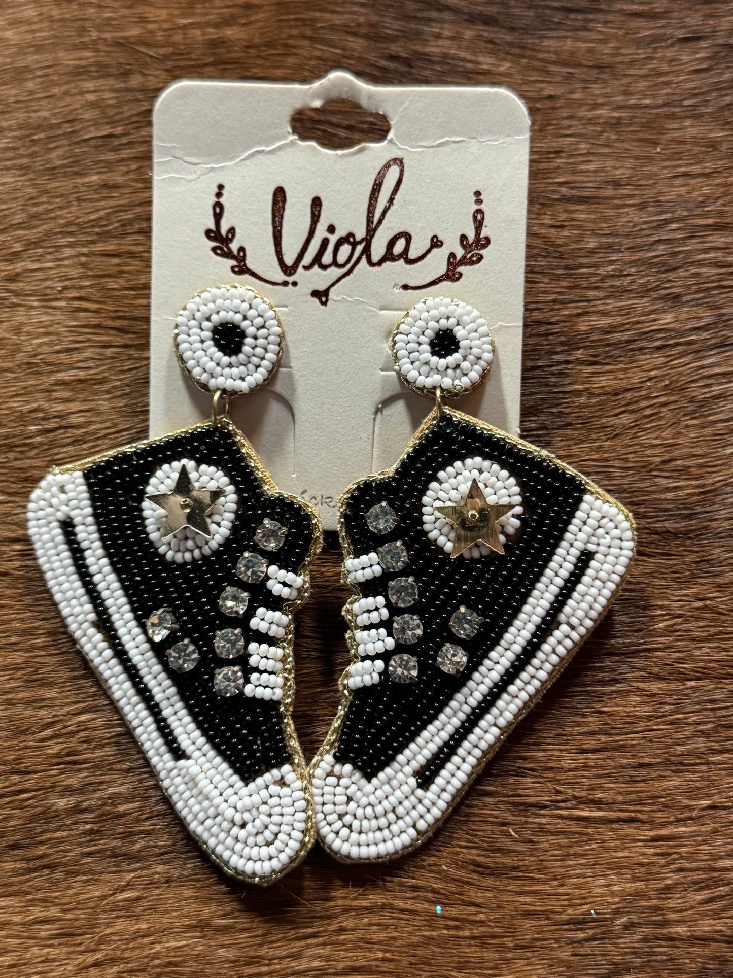 Beaded sneakers earrings