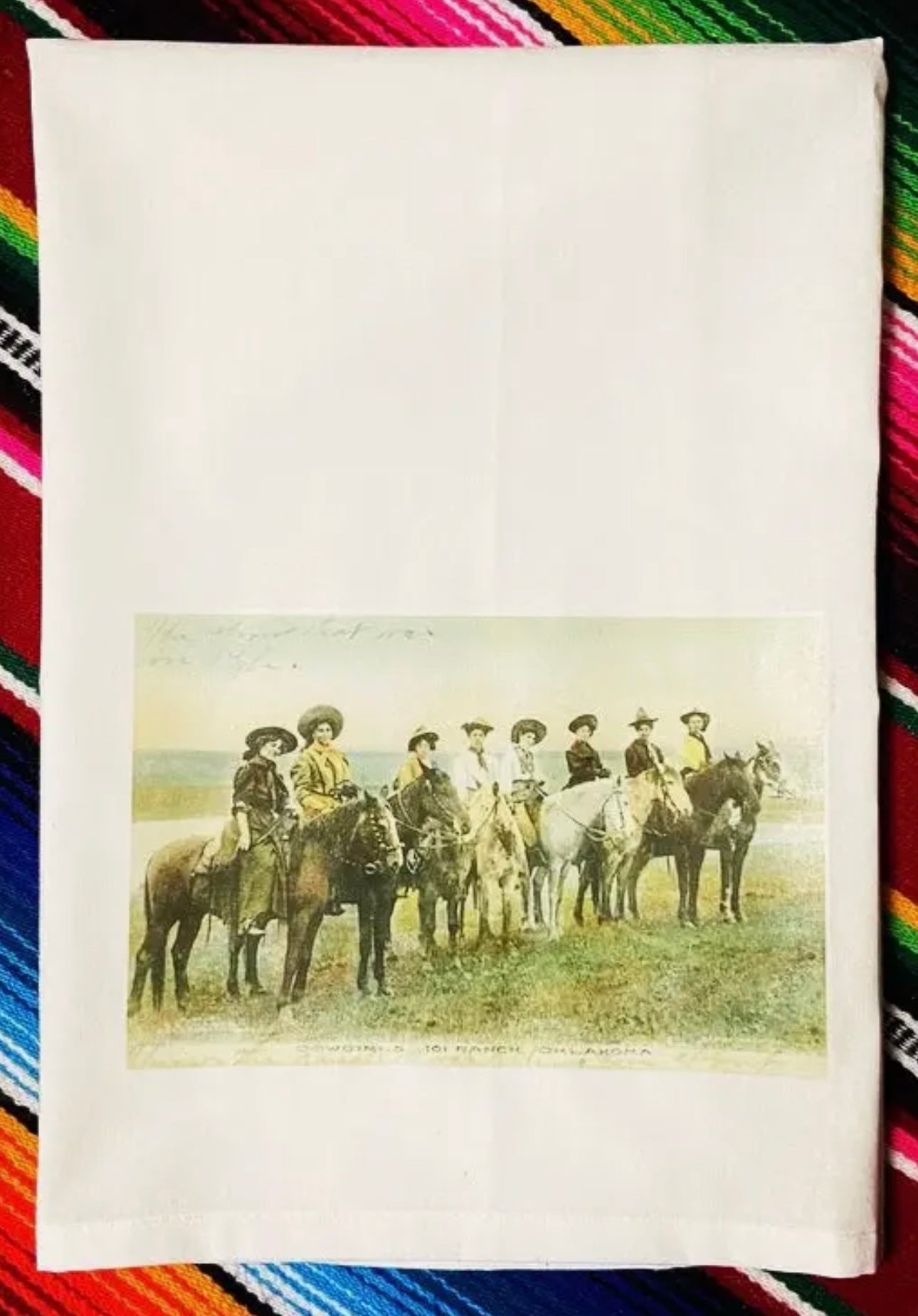 101 Ranch cowgirls tea towel