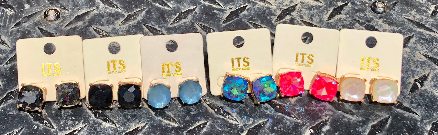Multi color medium stud earrings