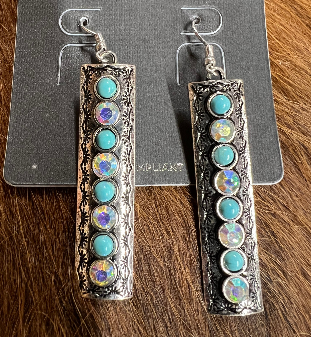 White and turquoise bar earring