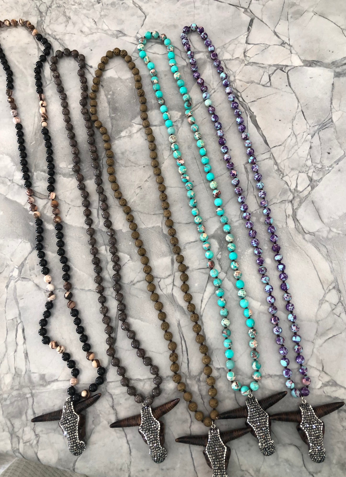 Cow head jeweled necklace