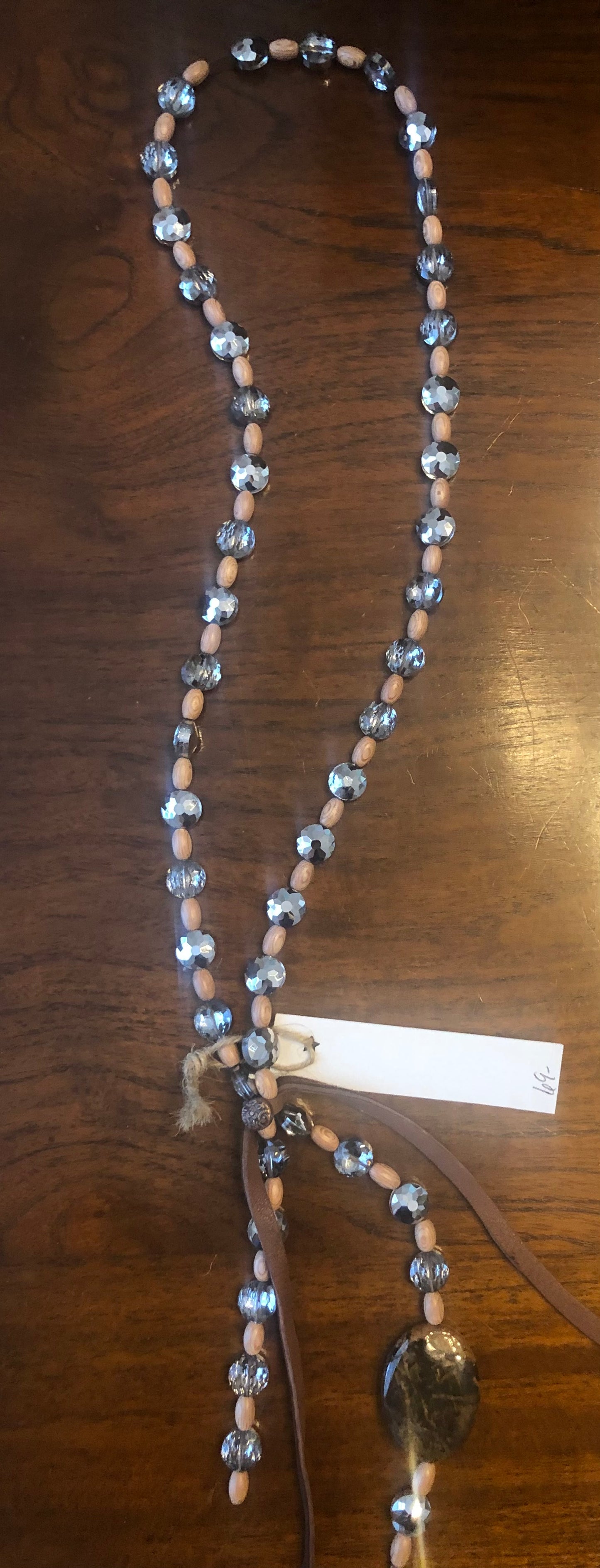 Silver and wood necklace