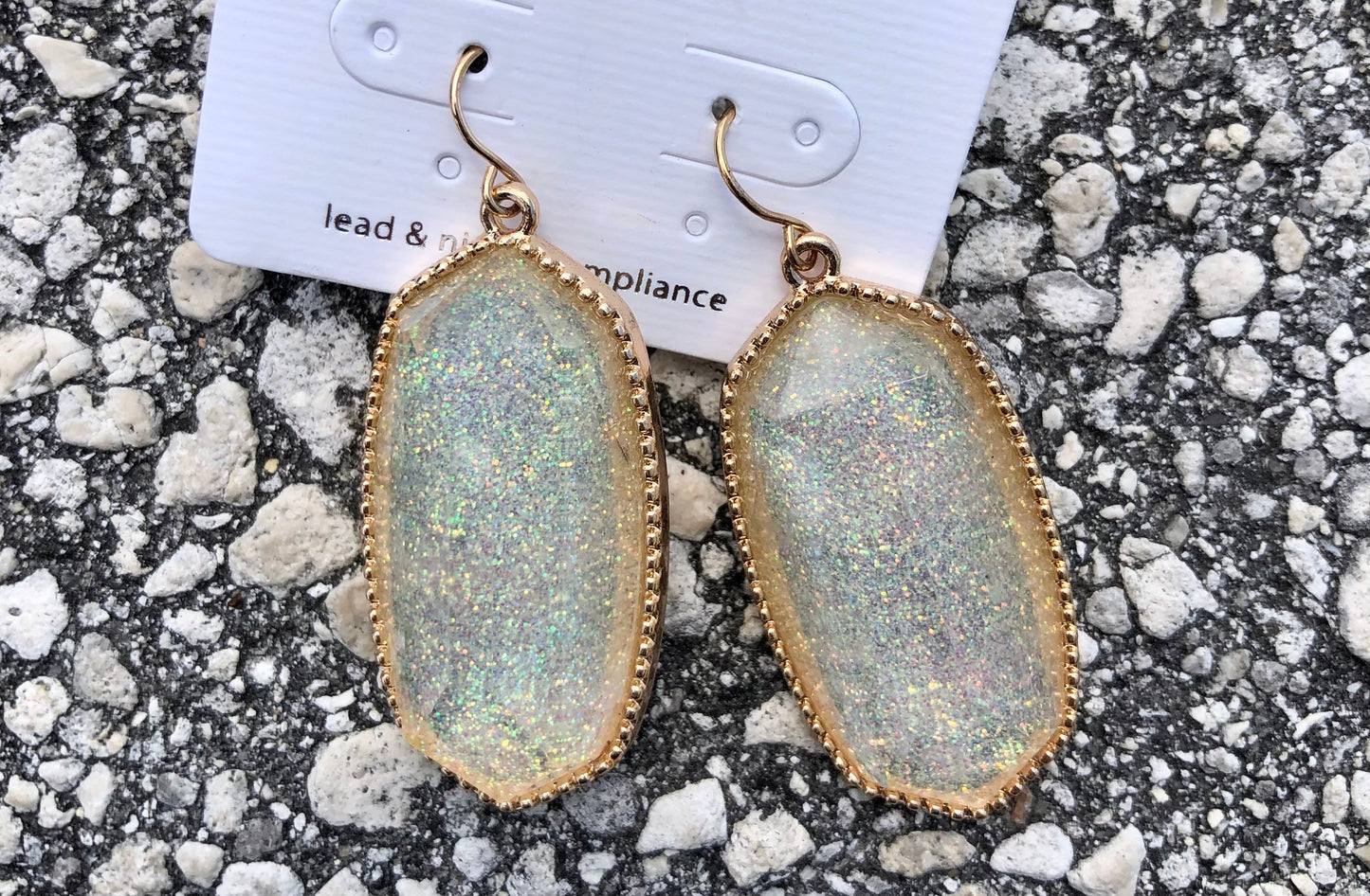 White glitter dangles