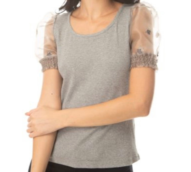 Gray shimmer top