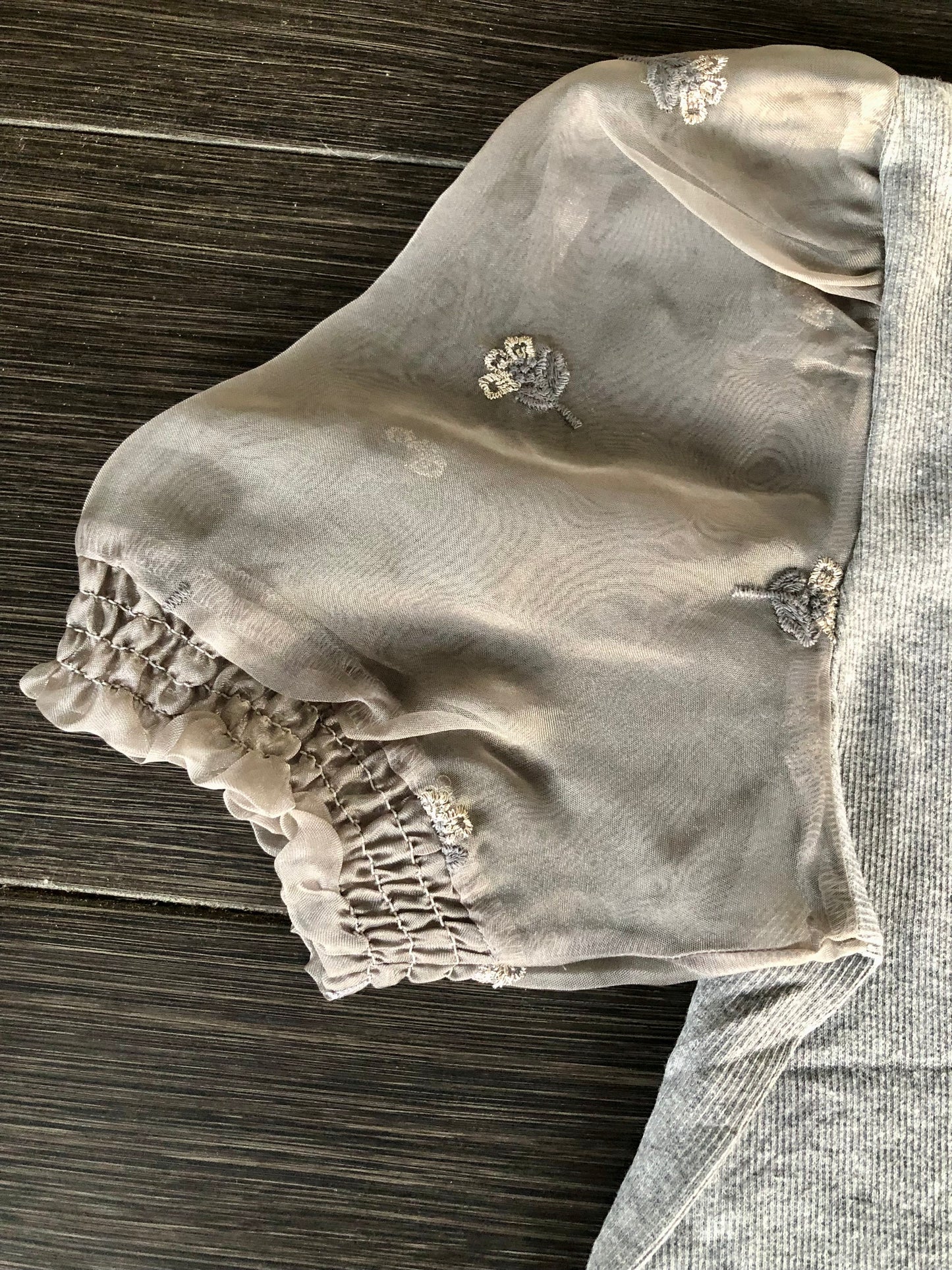 Gray shimmer top