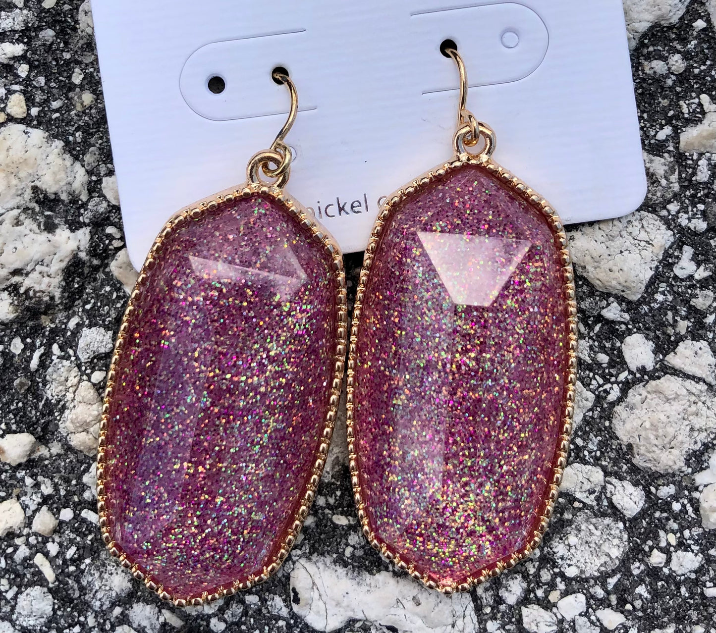 Pink glitter dangles