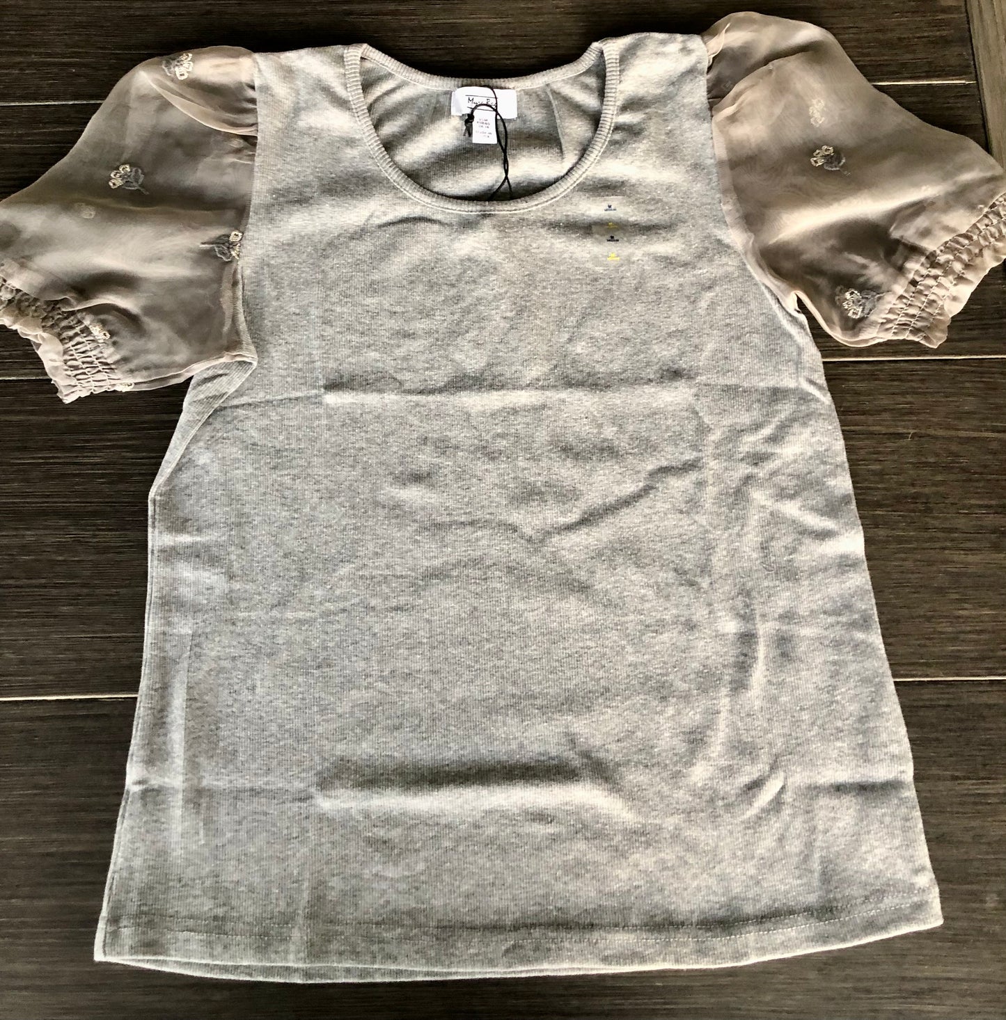 Gray shimmer top