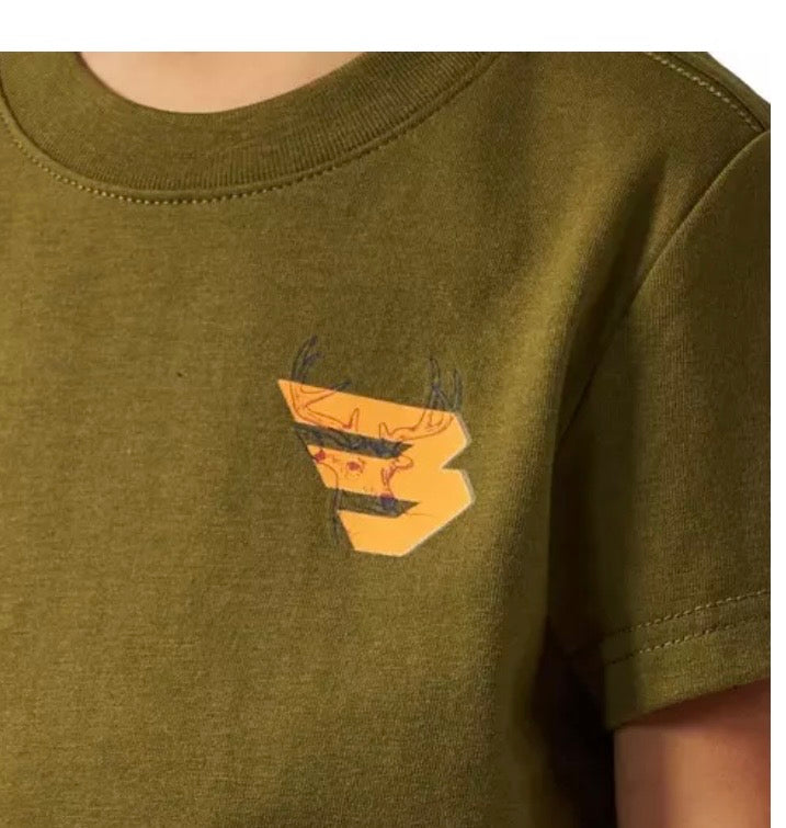 YOUTH SHORT SLEEVE
TEE - DEER FLYING B (ORANGE) LOGO -
HUNTER GREEN Fl/ Tx