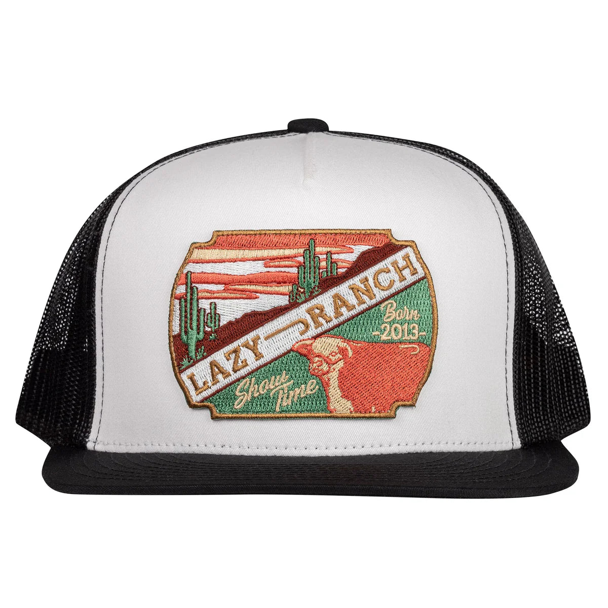 Lazy J Ranch White & Black Desert Show Time Classic Five Panel Trucker Hat