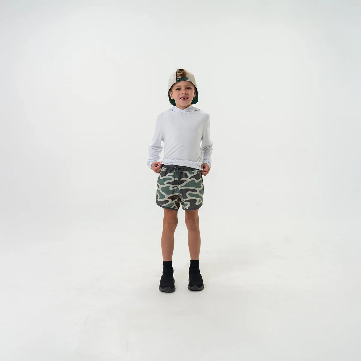 Jumbo Retro Duck Camo Youth Swim Trunks Burlebo TX