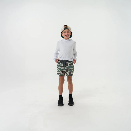 Jumbo Retro Duck Camo Youth Swim Trunks Burlebo TX