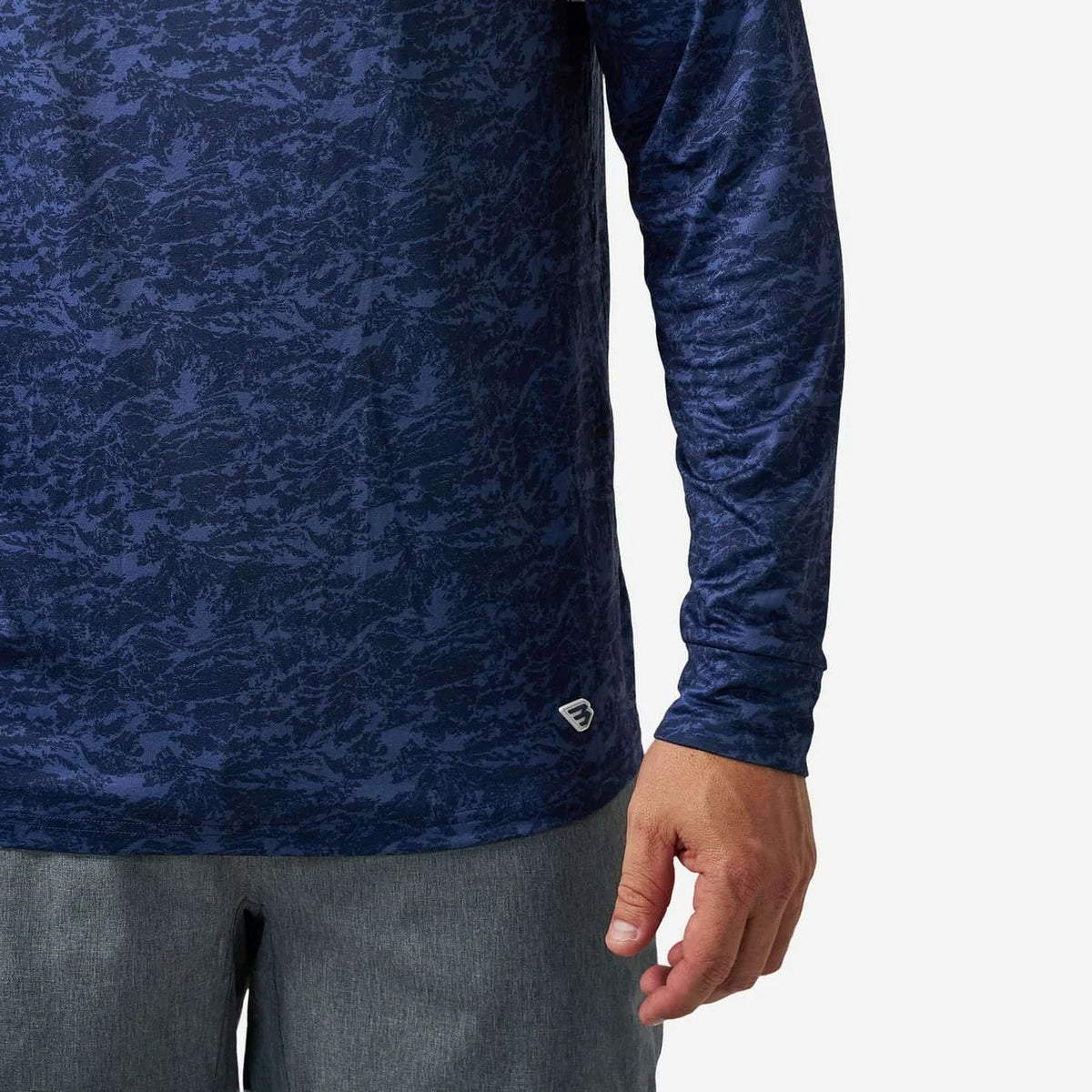 Marsh Camo Navy Burlebo Performance Hoodie UPF 50 Sun Protection Fl