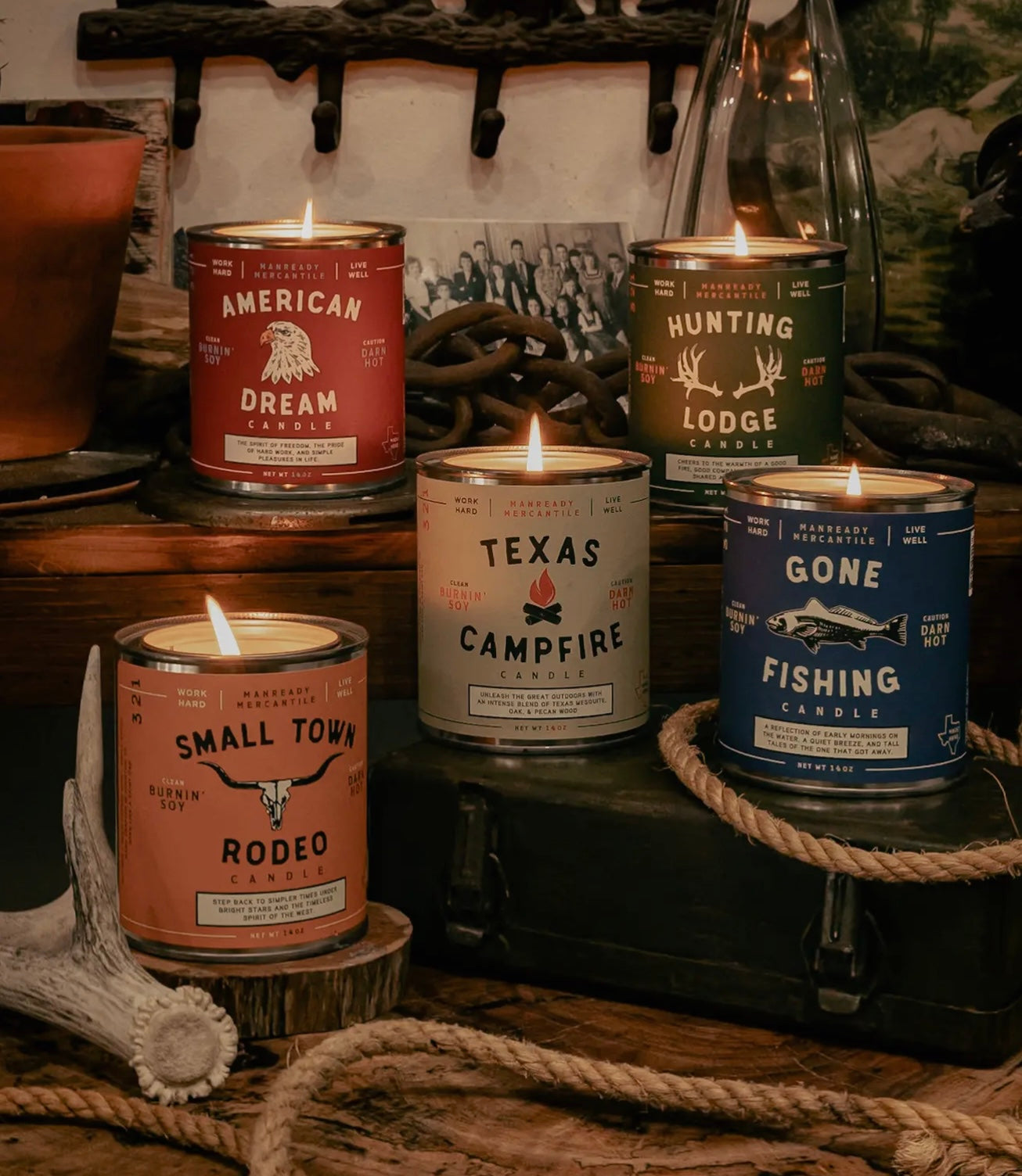 Americana Series Men’s Paint Can Candle 14 Oz (Small town Rodeo, Hunting Lodge, or Gone Fishing)